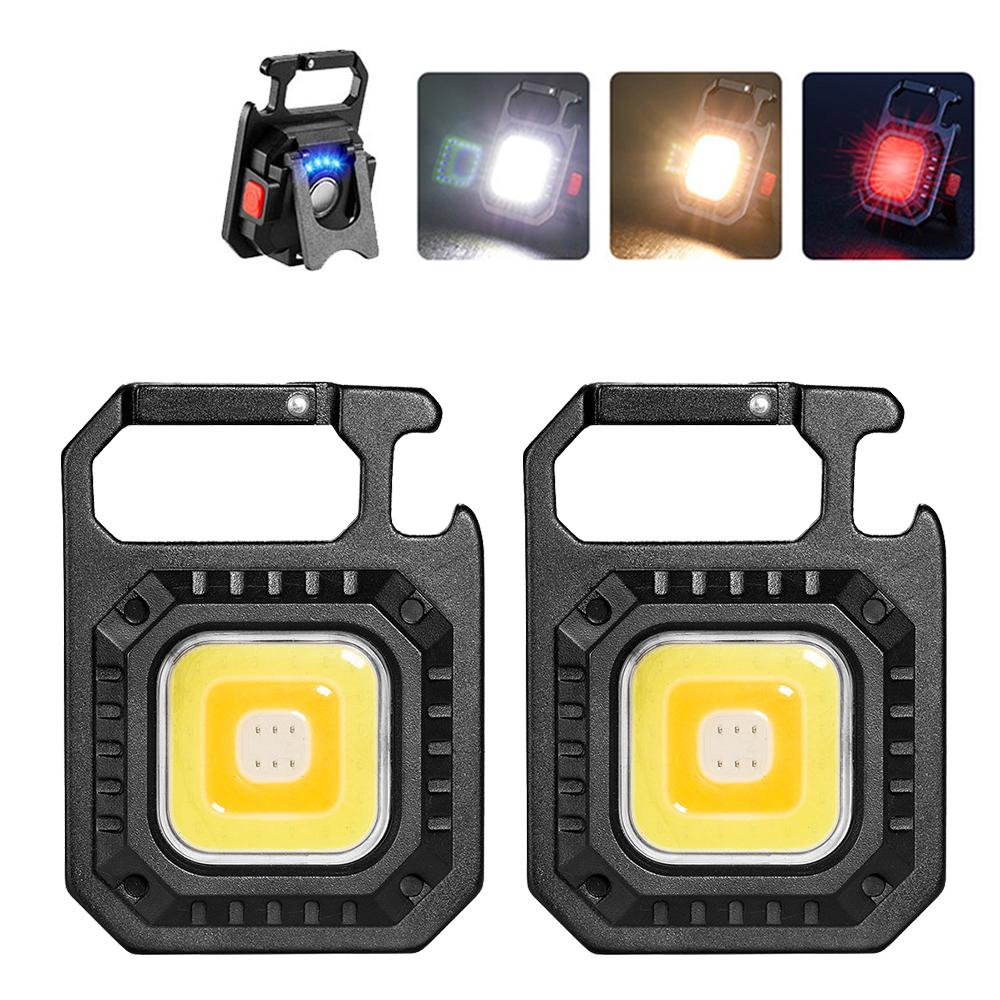 1/3/5PCS LED Flashlight Work Light Portable COB Pocket Flashlight Keychains USB Rechargeable Outdoor Camping Lamp with Corkscrew