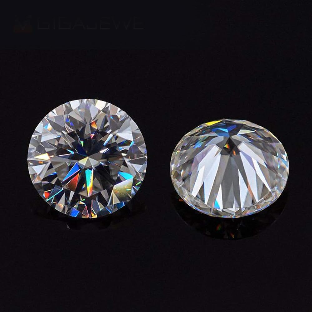 1 Stück Moissanit Rund, loser Stein, Diamantschliff Moissanit, Schmuckherstellungsstein mit GRA-Zertifikat.