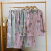 Women's Ancient Style Jacquard Cotton Pajama Set - Long Sleeve and Pants for Spring/Autumn, Suitable for Indoor/Outdoor Wear.
