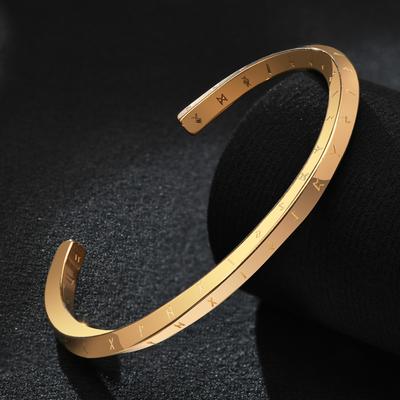 Manchette Bracelet, Bracelet Torsadé en Acier Inoxydable avec Bijoux Symboles Vikings
