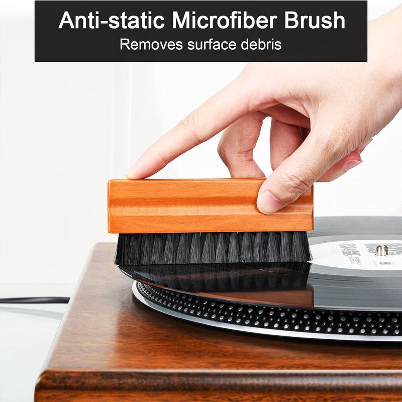 Vinyl Record Cleaning Brush Set  Velvet Brush, Microfiber Brush  Black Liquid Record Cleaner  Small Brush