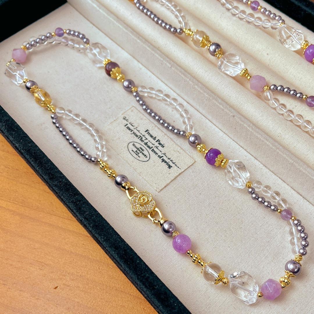 High Quality Natural White Crystal Artificial Crystal Design Clavicle Chain Necklace