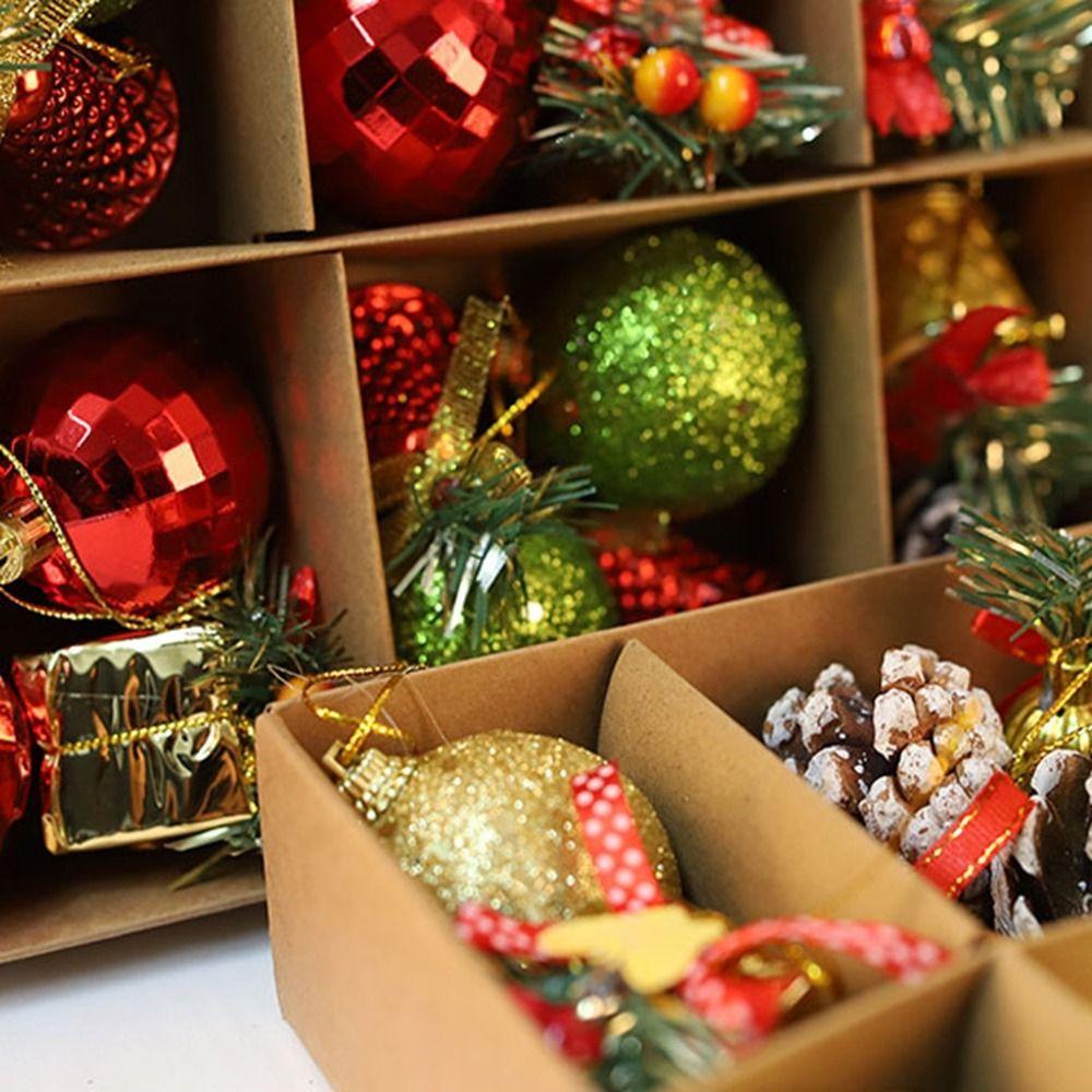 24Pcs/box Hanging Christmas Tree Pendant Plastic Jingle Balls Sets Christmas Ball  New Year Gifts