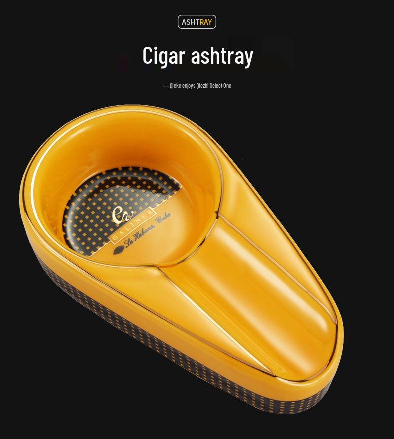 Portable Ceramic Cigar Ashtray with Single Slot