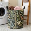 1pc Large Round William Morris Basket - Vintage Foldable Laundry Storage Bin, Suitable for Bathroom, Room, Etc., Durable And Morris Printed, Stackable