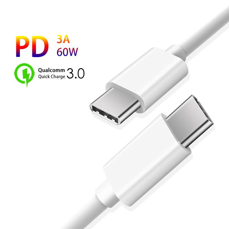 Type C to Type C Cable for Macbook Samsung S20 S10 Google Pixel 4 3 PD 100W QC3.0 Fast Charger Data Cable USB-C Type-C Wire Cord