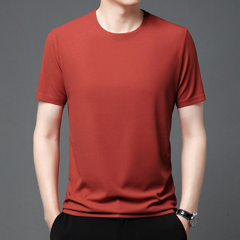 2024 New Summer Waffle Round Neck Short Sleeved T-shirt for Mens Short Sleeved Top