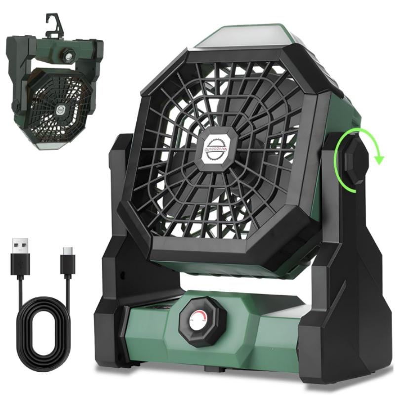 

Портативный вентилятор перезаряжаемый, беспроводной вентилятор с питанием от аккумулятора со светодиодным фонарем, уличный настольный вентилятор, USB вентиляторы с питанием от аккумулятора для путешествий Green