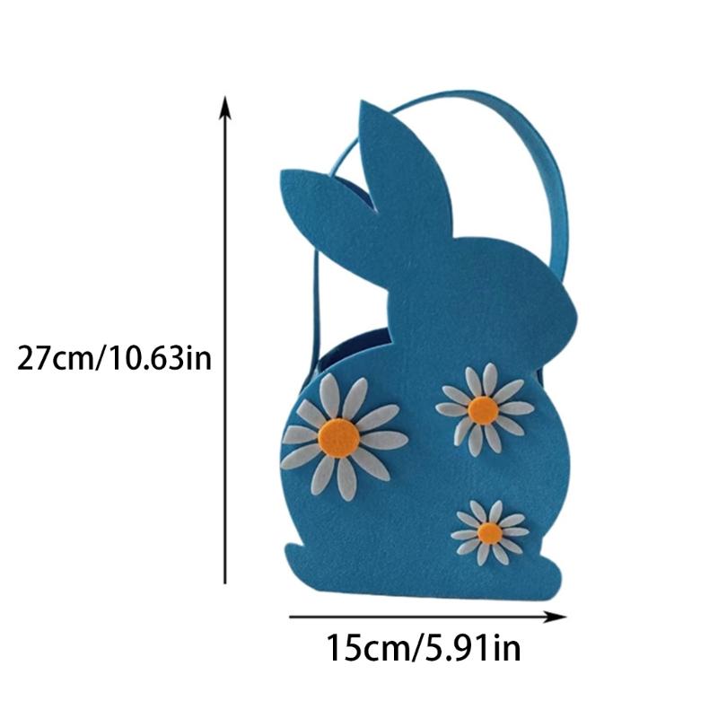 Easter Kids Eggs Tote Bags Basket Felt Cloth Rabbit Easter Basket Candy Toy Storage Handbag DIY For Festival Party