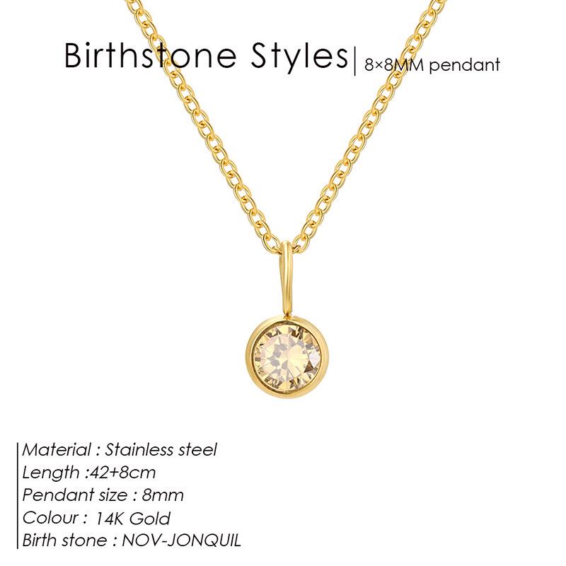European & American Luxury Colorful Rhinestone Pendant Necklace - December Birthstone Stainless Steel Jewelry