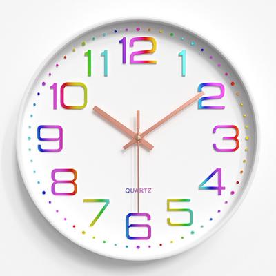 Fashion 12 Inch Digital Wall Clock Colorful Numbers Mute Quartz Clock Plastic Wall Hung Clock Home Office Decorative