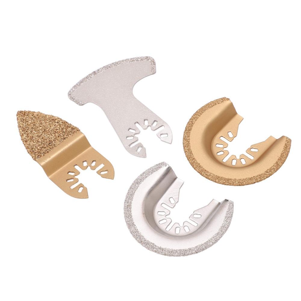 4pcs Diamond Grit Oscillating Saw Blades Semi Circle Shape Flush Cut Blades Ceramics Cutting