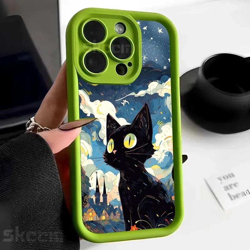Beautiful Star Black Cat Silicone Case IPhone 15 14 13 12 11 Pro Max 7 8 Plus X XR XS Max Shockproof Soft Cover