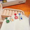 Japanese Cute Dripping Oil Flower Bear Color Matching Earrings Simple Niche Design Earrings Women