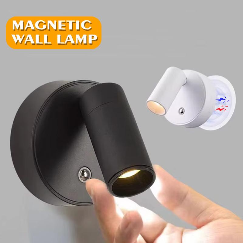 Rechargeable Magnetic LED Wall Light - 360° Rotation Touch lantern W/ Remote Control, Wall Mount Cabinet Spotlight Night Lamp