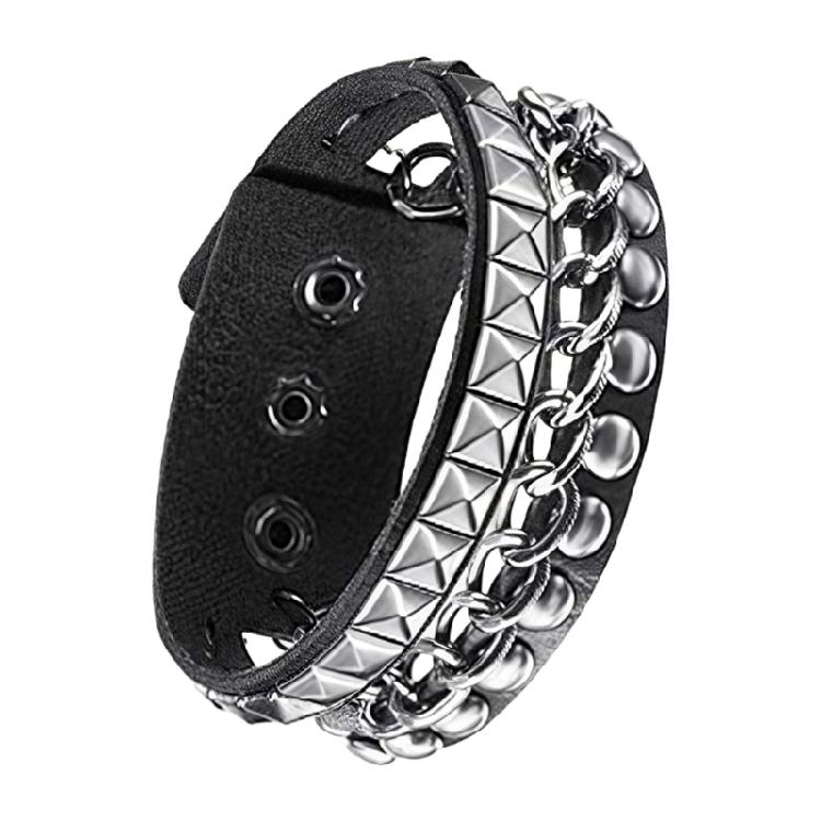 Pack of 4 Elastic Leather Armbands Punk Rock Style Adjustable Wristband for Various Wrist Sizes Nightclubs Cosplay