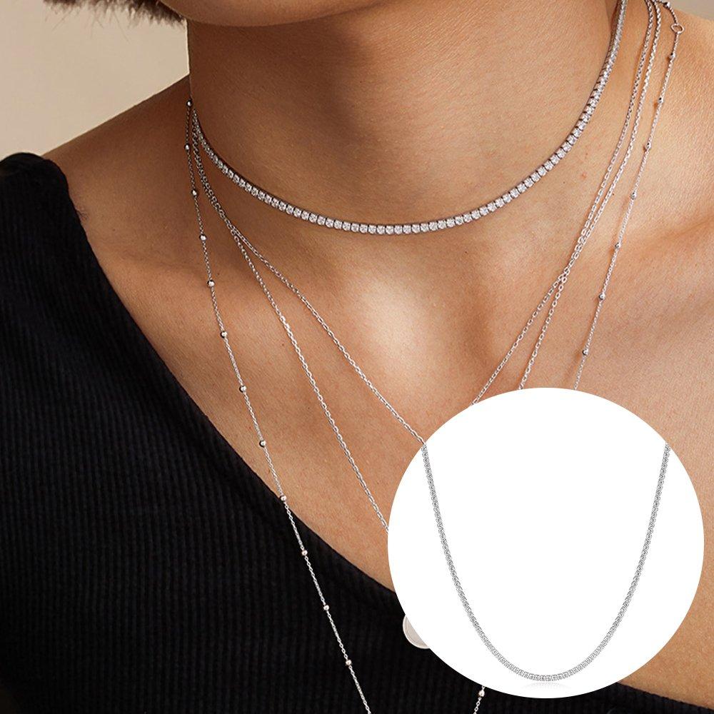 

Pave 925 Silver Necklace N058-05H