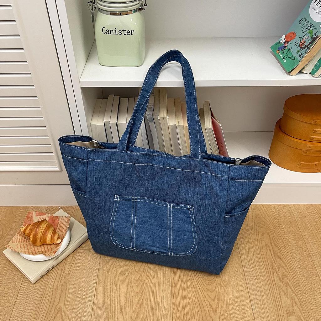 Tote Bag: Large Capacity Denim Shoulder Bag for College Commuters, Trendy and Cool Design for Men and Women 2026