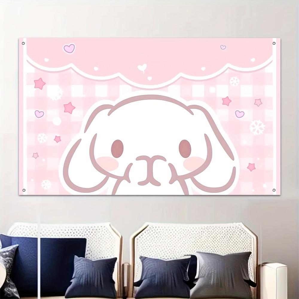 Cute Hello Kitty Leopard Print Tapestry Pink Y2K Cat Wall Hanging for Teen Girls Bedroom Dorm Room Decor Multiple Sizes