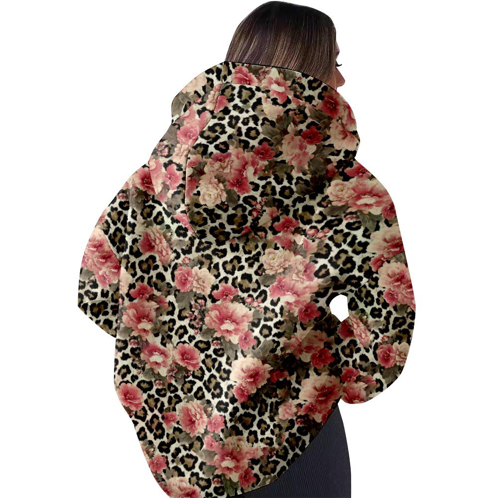 European and American Style Women's Hooded Sweatshirt - Casual, Loose Fit 3D Print for Autumn and Winter