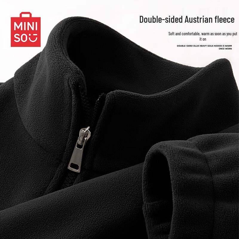 MINISO Men's Heavyweight Fleece Half-Zip Stand Collar Sweatshirt