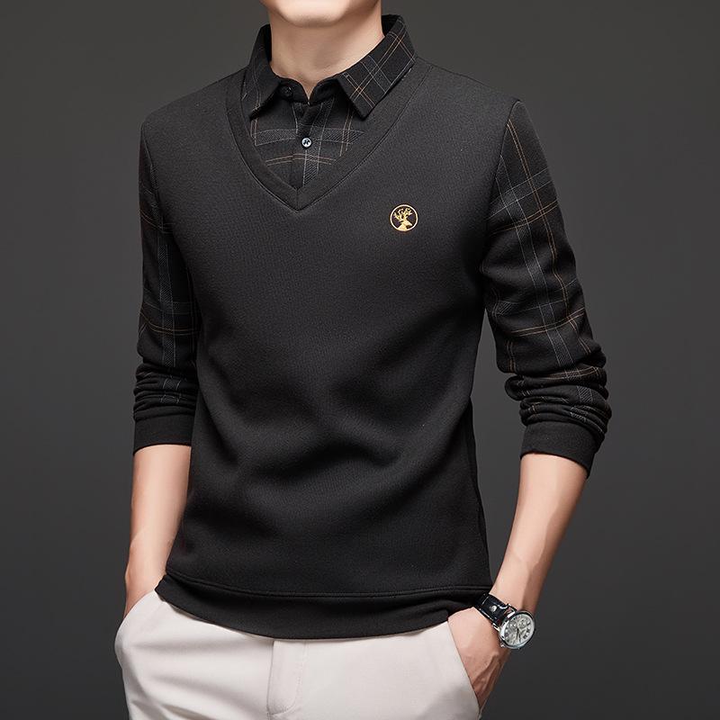 

Мужской свитер 2024 Осень/Зима из плотной шерстяной смеси «два в одном» с отложным воротником XL