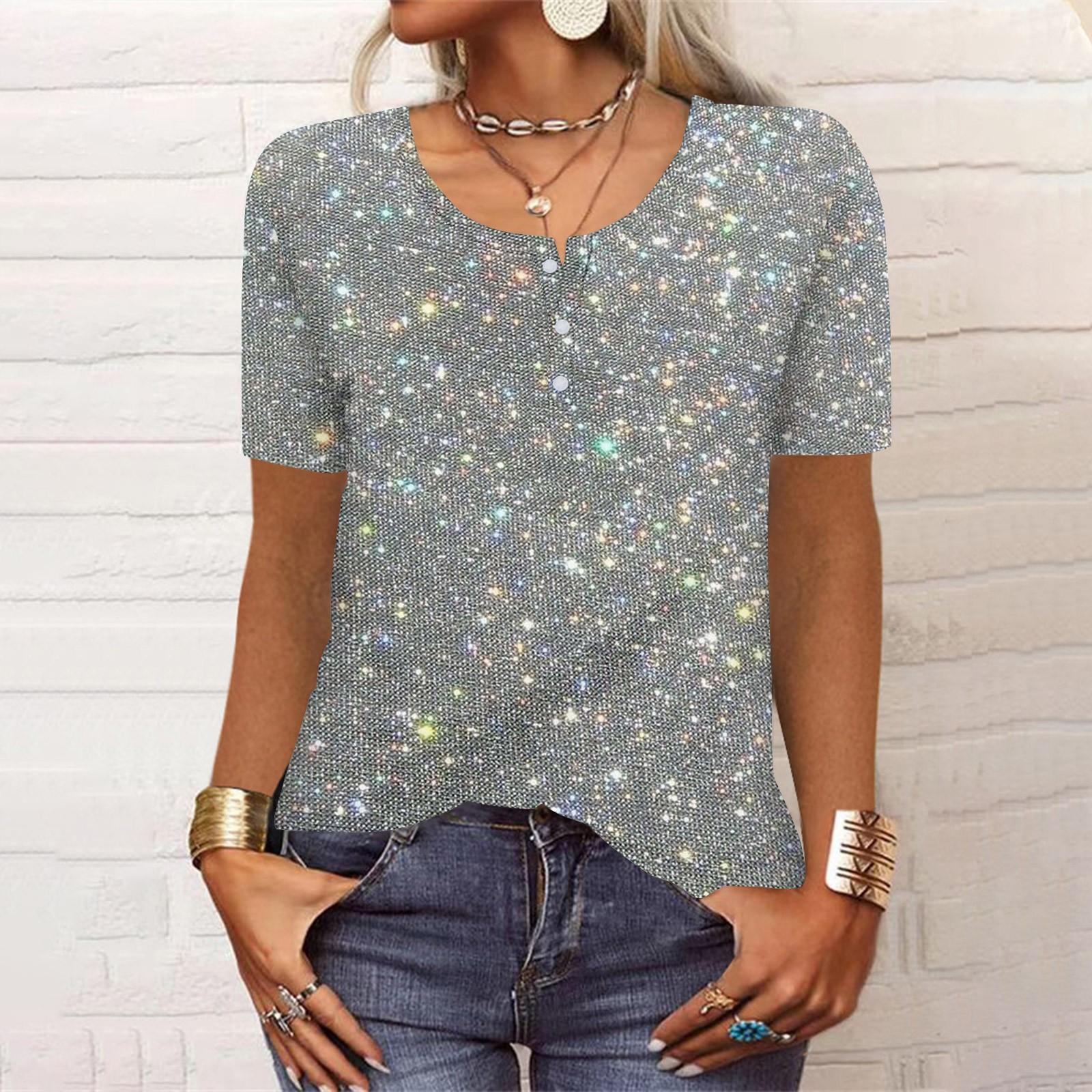 

Нова жіноча футболка з ретро-принтом і короткими рукавами з V-подібним вирізом на ґудзиках, тонкий топ, повсякденні топи XXL