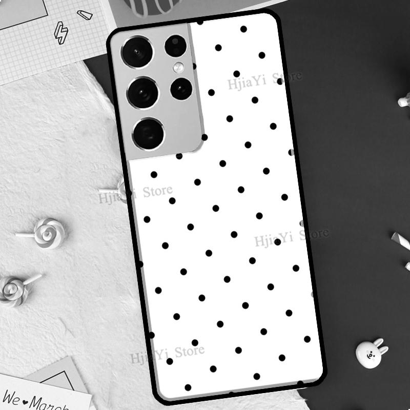 Black And White Polka Dot Case For Samsung Galaxy S21 S22 Ultra Note 20 S8 S9 S10 Note 10 Plus S20 FE Phone Cover