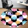 1pc Floral Checkered Office Round Area Rug,  Mat Suitable For Office, Under Office Chairs Bedroom Living Room Home Decor, Room Deco
