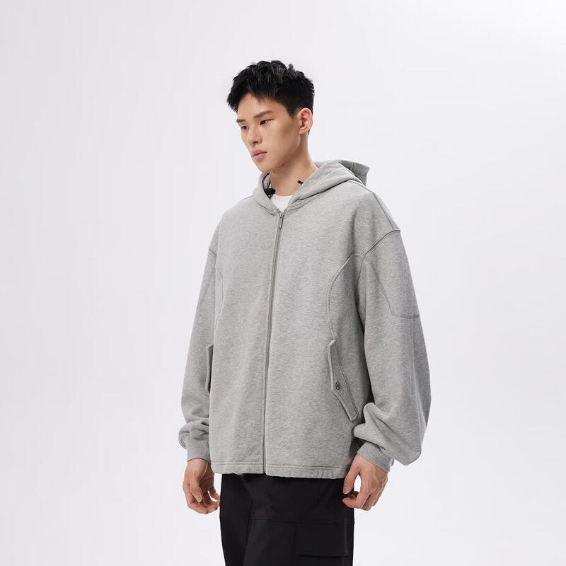 CHINISMCH Men s 3D Cut Hooded Thickened Zip-up Sweatshirt L