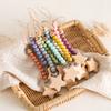 Pacifier Clip Babies Nipple Holder Pacifier Chain Dummy Holder Pacifier Clip Beech Wooden Star Pacifiers for babies Newborn Toys