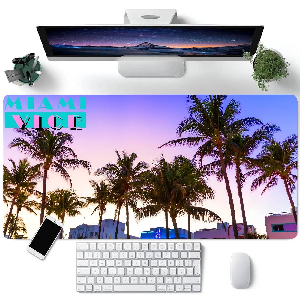 M-Miami Vice Mouse Pad Large Gaming Keyboard Mat LockEdge Rubber Computer Office Accessories
