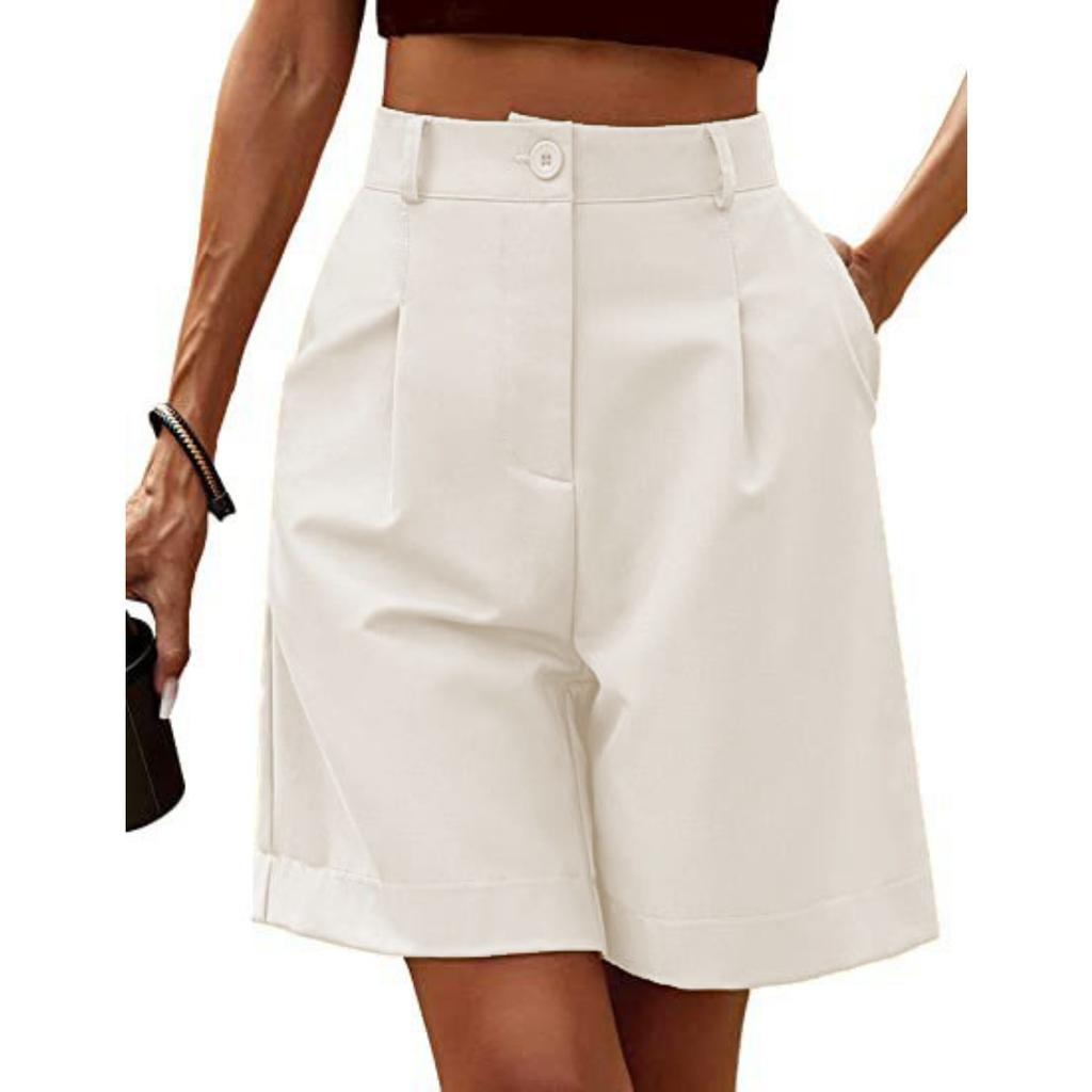 Pantalones para Mujer, Verano, Corte Ajustado, Cintura Alta, Corte Holgado, Adelgazantes, Pierna Recta, Pantalones Casuales de Longitud Media, Transpirables, Pierna Ancha, Pantalones Cortos