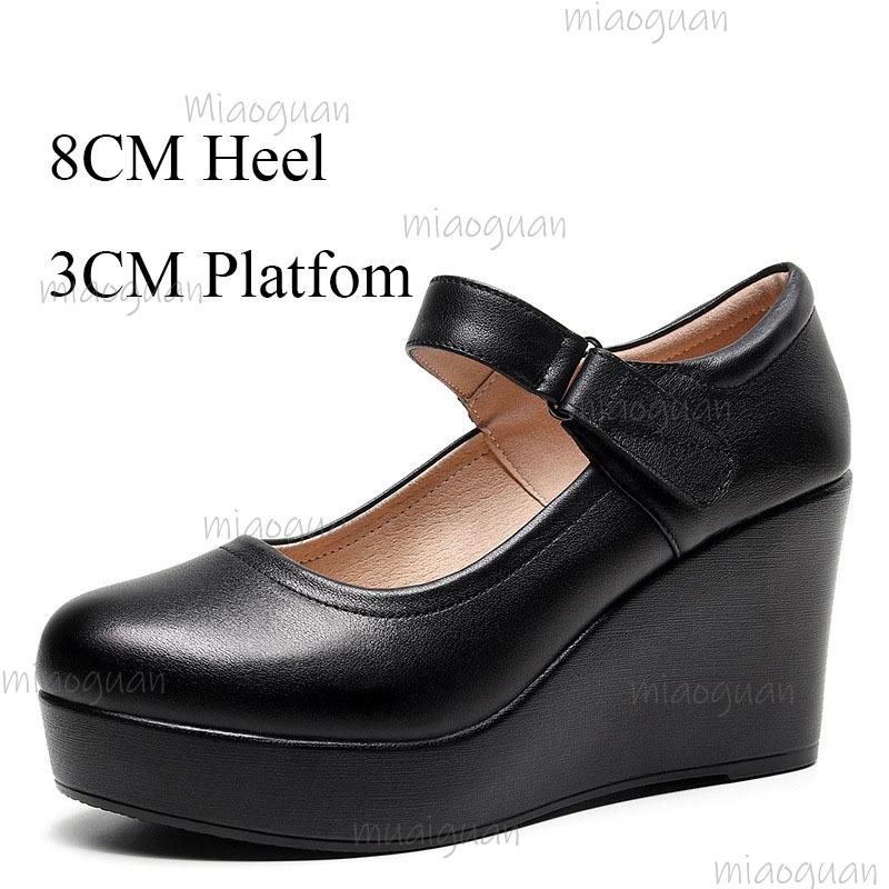 White Wedges Platform Mary Jane Shoes Women's Round Toe Casual Shoes Comfortable Black High Heel Pumps Spring Autumn Sandals
