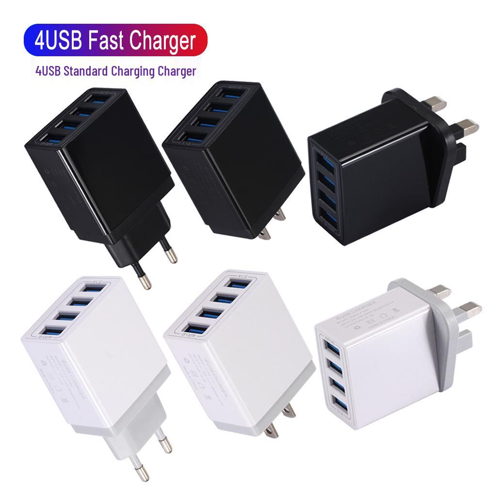 

Luminous LED 4-Port USB Charger for Mobile Phones - Travel Charger Adapter US Version White