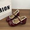 Premium bow temperament ballet small leather shoes women's 2025 new summer lace edge height Mary Jane shoes trend