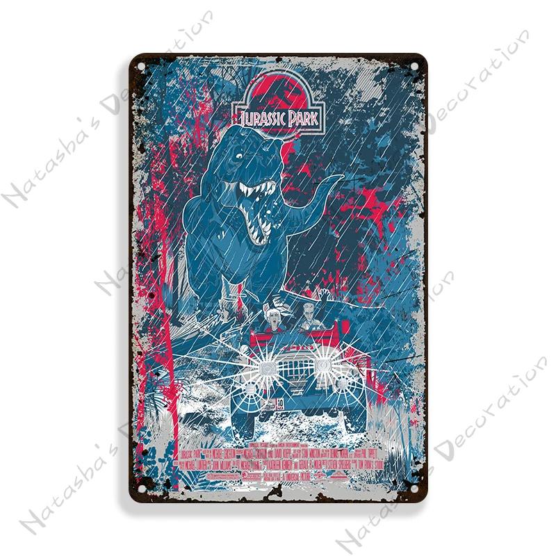 Classic Movie Poster Jurassic Park Metal Sign Retro Poster Vintage Metal Plaque Rusty Metal Sign Club Bar Cafe Industrial Decor