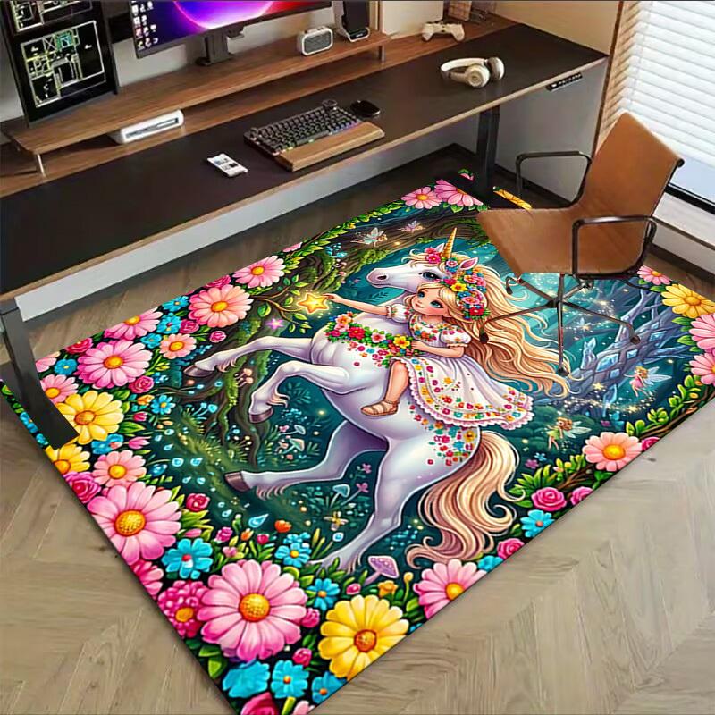 1PC Unicorn Fairy Extra Large Non-Slip Floor carpet, Office, family, bedroom, Studio - Large Area Rug,Longlasting Material-K0394