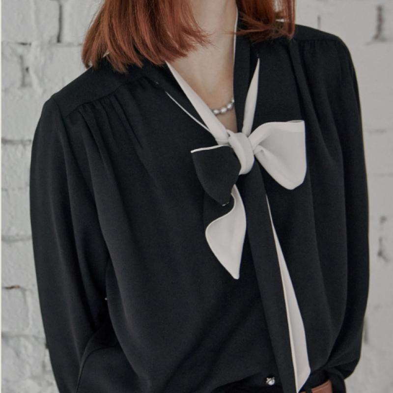 MAXZA Color Block Ribbon Tie Blouse Zd10qb603nh