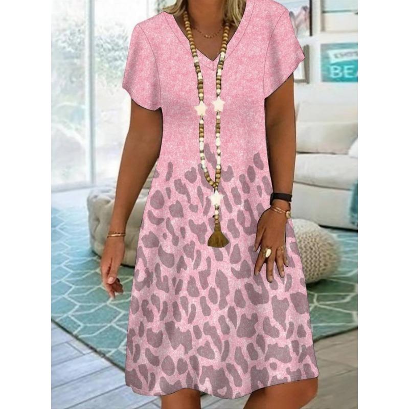 Весенне-летнее женское повседневное платье с коротким рукавом и принтом XL