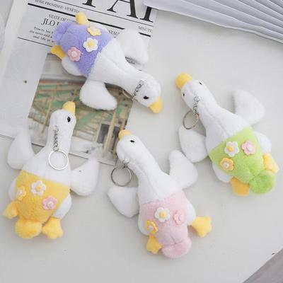 Cute Flower Goose Pendant Cartoon Plush Toy Big White Goose Doll Bag Pendant Doll Keychain