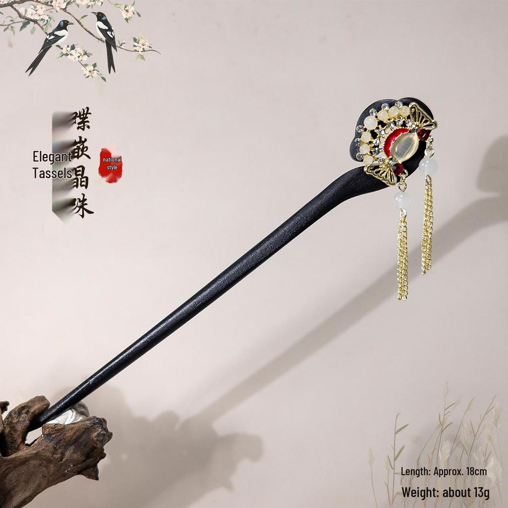 Imitation Ebony Hairpin Holder: Ancient Style Hanfu Hair Accessory, Qipao Ornament Gift for Women