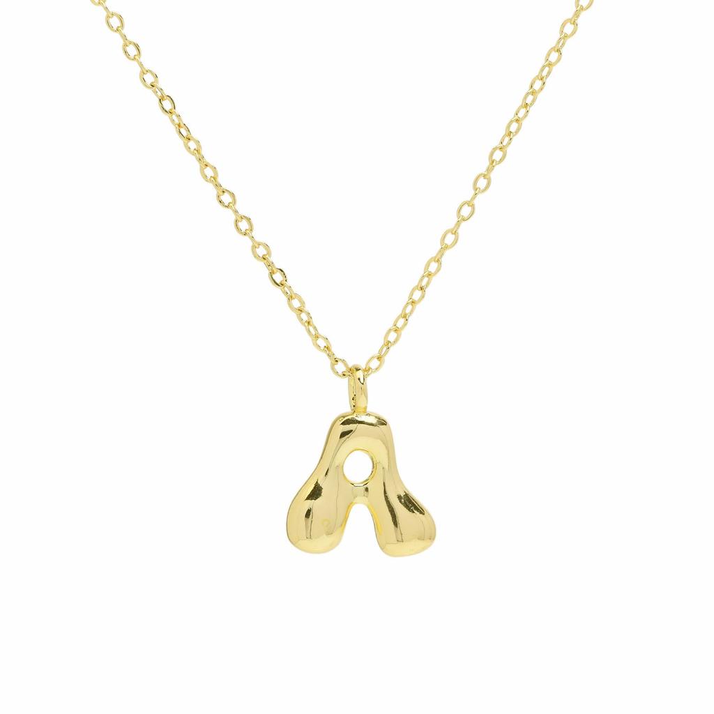 18K Gold Plated Balloon Bubble Hip Hop Necklace with 26 English Letters for Women