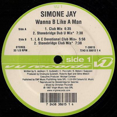 12-Zoll Schallplatte SIMONE JAY - Wanna B Like A Man Y38615 Vu Records 1997 Italien Dance & Electronica Gebraucht