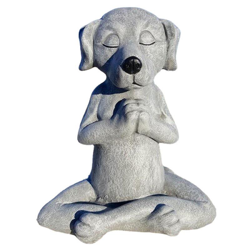 Zenový pes Buddha Meditační socha - Jógový pes v modlitební pozici pro dekoraci zenové zahrady