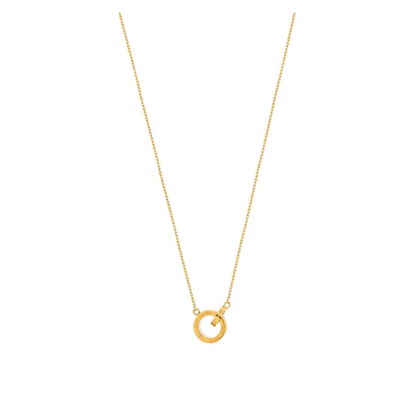 Kate Spade Micro Logo Details Stainless Steel Necklace Women's Gold KK403