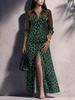Unabhängige Station Europäischer und Amerikanischer Stil Leopardenmuster Spleiß Mesh Garn Mode Lässig Schlitz Damenkleid