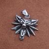 Stainless Steel Wizard 3 Wolf Head Pendant Retro Style Geralt of Rivia Men's Necklace Popular Medieval Witcher Jewelry