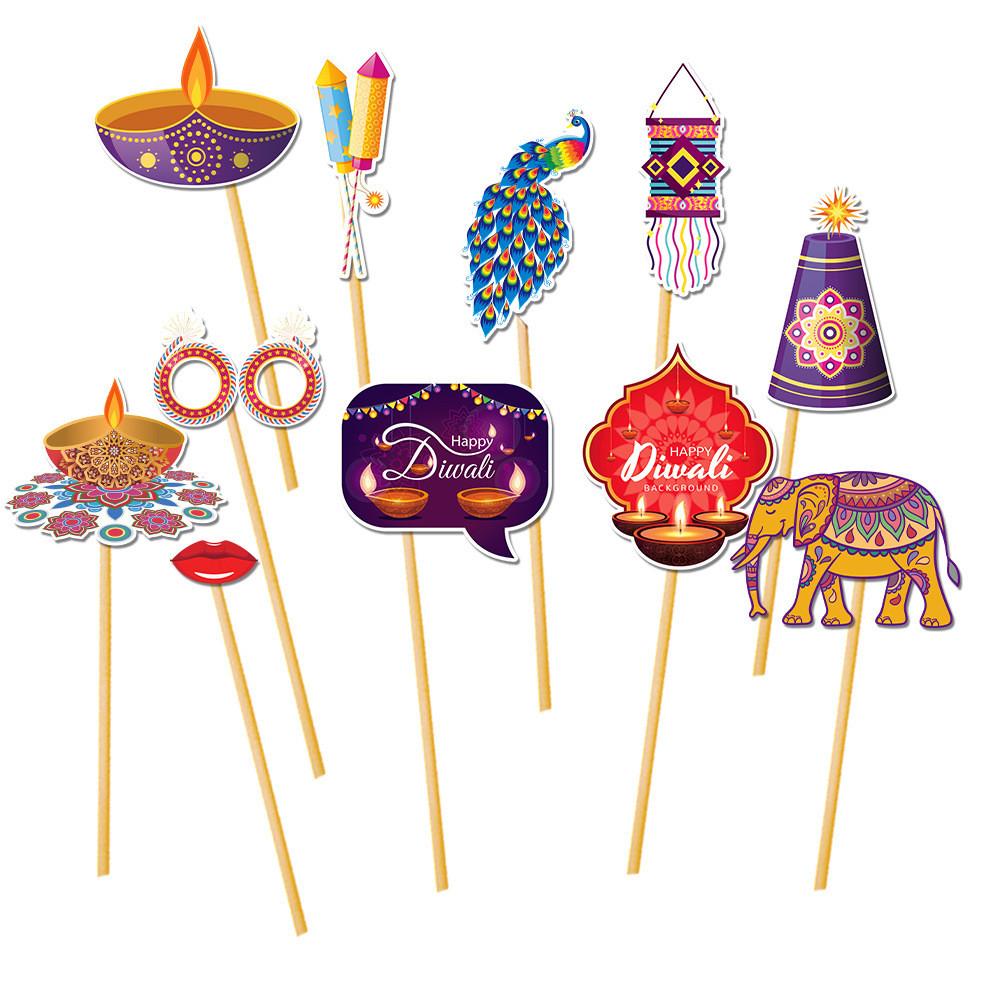 Handheld Diwali Photo Props Accessories With Cartoon Style For Festival Decor