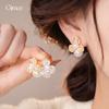 French Elegant Zircon Flower Pearl Earrings Earrings Delicate Temperament Earrings Women